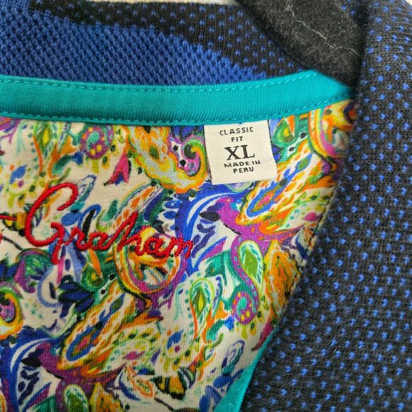 Robert Graham Mens Polo Shirt XL Black Classic Fit Knowledge Wisdom Truth Preppy - Picture 6 of 9